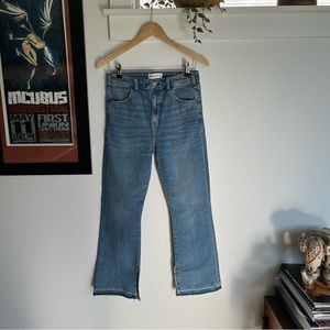 A&F High Rise Ankle Flare Side Slit Jeans